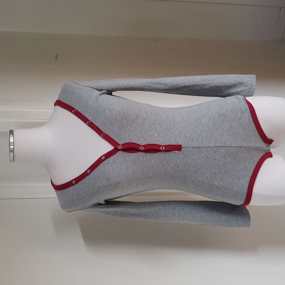 Grey bodysuit with red edging